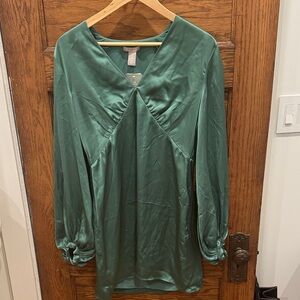 Elegant Green Satin Blouse